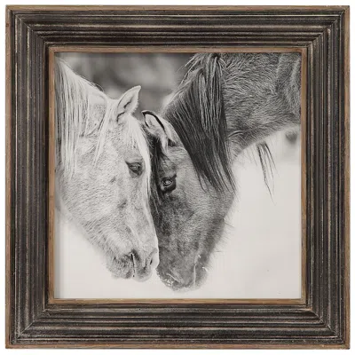 Uttermost Custom Black And White Horses 31 1/2" Square Framed Wall Art