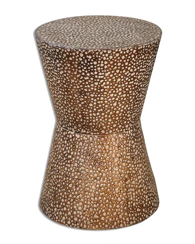 Uttermost Cutler Drum Shaped Accent Table In Brown