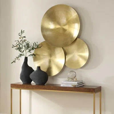 Uttermost Cymbalic Round Brass Wall Art Set/3 In Gold