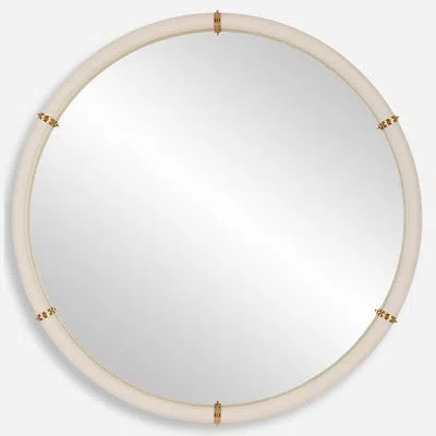 Uttermost Cyprus 43" Round White And Brass Mirror