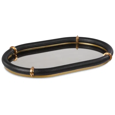 Uttermost Cyprus Black With Brass Oval Tray