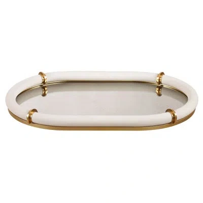 Uttermost Cyprus Leather Oval Tray In Cream