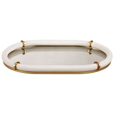 Uttermost Cyprus White And Brass Oval Tray