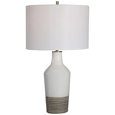 Uttermost Dakota 26 1/2" White Crackle Glaze Ceramic Table Lamp