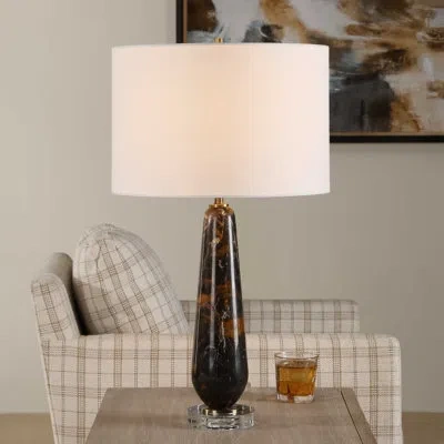 Uttermost Dames Dark Marble Table Lamp In Black;brown