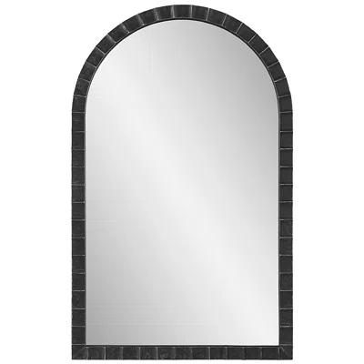 Uttermost Dandridge Matte Black Metal 24" X 39" Arch Top Wall Mirror