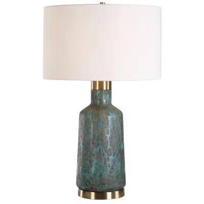 Uttermost Dauphine Teal Glaze Glass Table Lamp