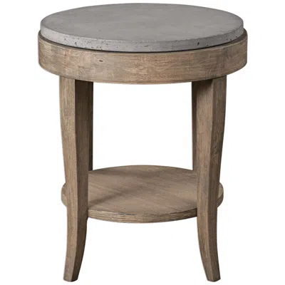 Uttermost Deka 24" Wide Birch Wood And Concrete Accent Table