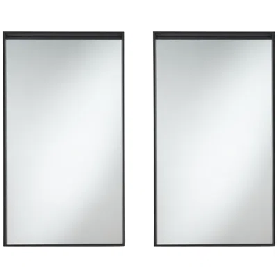 Uttermost Delaney Matte Black 24" X 42" Rectangular Wall Mirrors Set Of 2