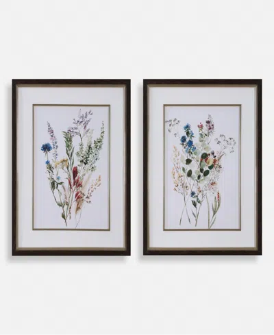 Uttermost Delicate Flowers Framed Prints Art, Set Of 2 In Gold
