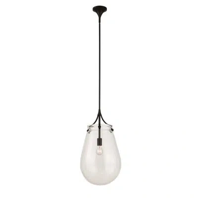 Uttermost Dewdrop 1 Light Glass Shade Pendant In Matte Black