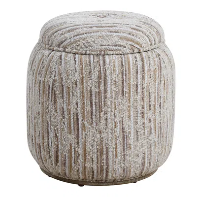 Uttermost Dialogue 18" Wide Ivory Tan Boucle Fabric Storage Ottoman
