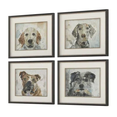 Uttermost Dog Days Framed Prints In Blue;black;brown;white;gray;orange