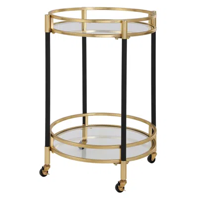Uttermost Dolly 29 3/4" High X 22" Wide Gold And Black Bar Cart