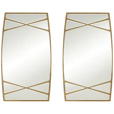 Uttermost Double Cross Gold 23 1/4" X 42" Rectangular Wall Mirrors Set Of 2
