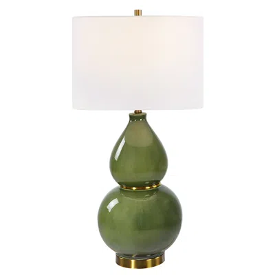 Uttermost Double Gourd 31" Moss Green Glaze Ceramic Table Lamp