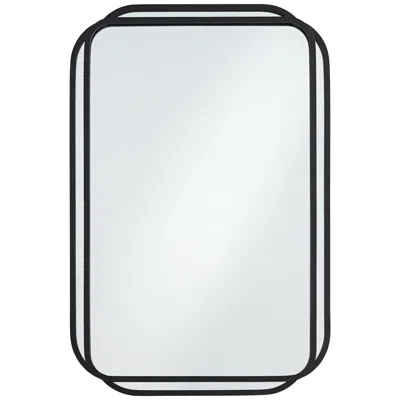 Uttermost Double Radius Matte Black 24" X 36 1/4" Wall Mirror In Gray