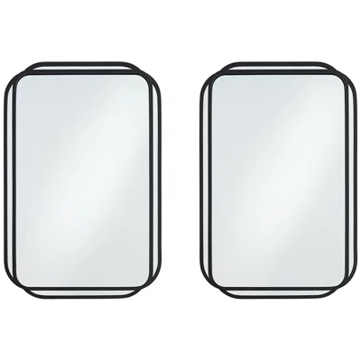 Uttermost Double Radius Matte Black 24" X 36 1/4" Wall Mirrors Set Of 2
