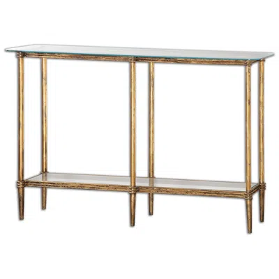 Uttermost Elenio 54" Wide Gold Leaf Console Table