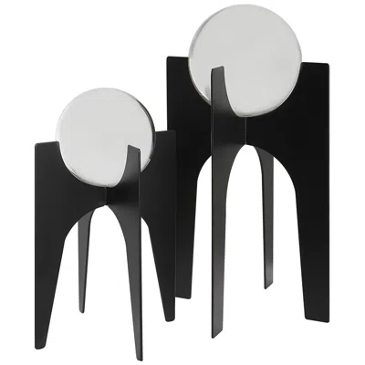 Uttermost Ellianna 16"h Crystal Sphere Black Iron Sculptures Set Of 2