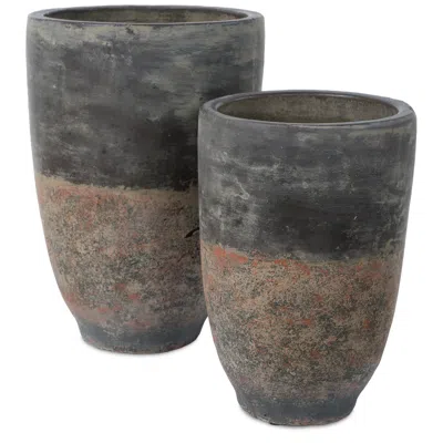 Uttermost Emberwash Weathered Patina Set Of 2 Pottery Planters