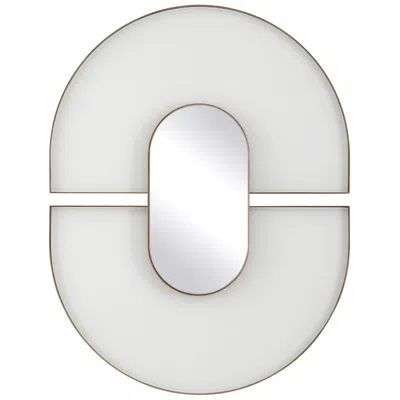Uttermost Encase 23 1/2" X 30 1/2" White And Gold Oval Mirror In Brown