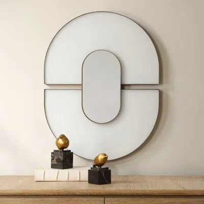 Uttermost Encase Modern White Oval Mirror In Gold;white