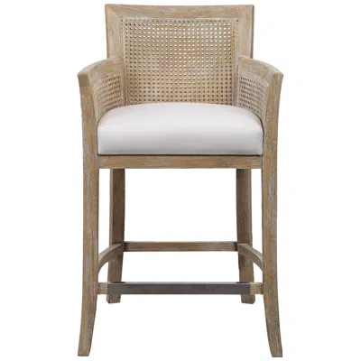 Uttermost Encore 26" Natural Wood And Rattan Counter Stool