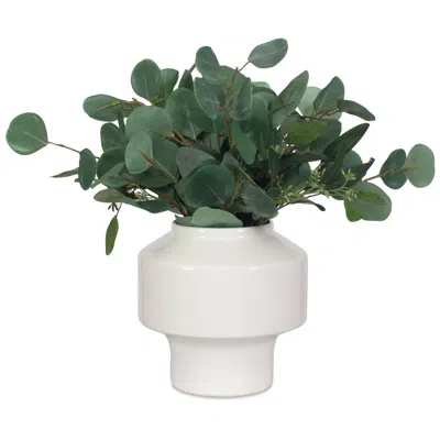 Uttermost Essence Eucalyptus 16" High Faux Flower In A White Ceramic Pot