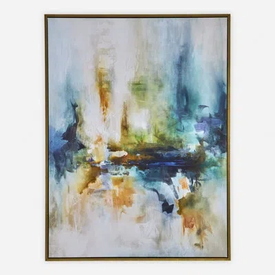 Uttermost Excursion  Excursion Framed By Leah Rei Print In Blue;yellow;orange;teal