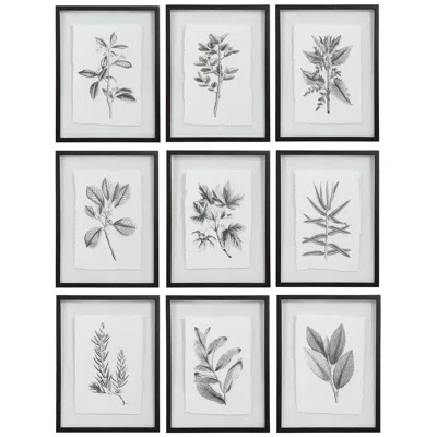 Uttermost Farmhouse Florals 23" High 9-piece Framed Wall Art Set