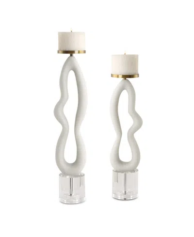 Uttermost Feamelo Candleholders, Set Of 2 In White