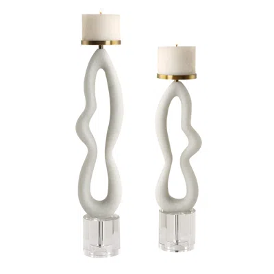 Uttermost Feamelo Set Of 2 Man Made Stone Candleholders