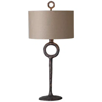 Uttermost Ferro 35" Rust Beige Rustic Cast Iron Table Lamp