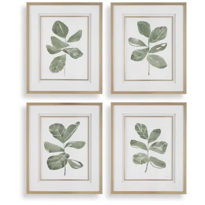 Uttermost Fiddle Head Leaf 34" High 4-piece Framed Prints