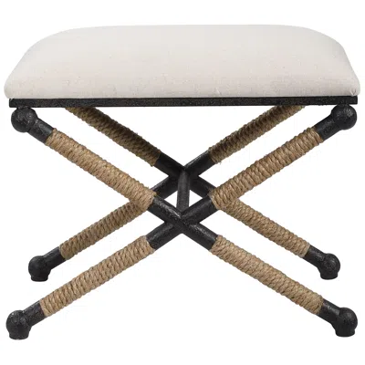 Uttermost Firth 24" Wide Rustic Iron Oatmeal Small Bench