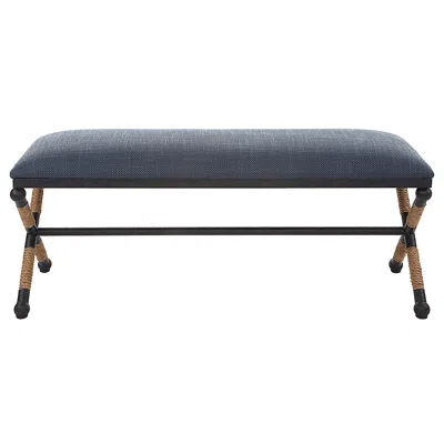 Uttermost Firth 47 1/2" Wide Rustic Iron Navy Blue Bench