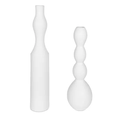 Uttermost Forma White Earthenware 2-piece Large Vase Set