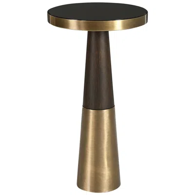 Uttermost Fortier 22" High Brass And Espresso Modern Drink Table