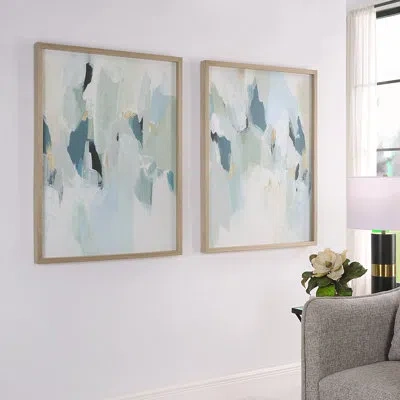 Uttermost Framed 2 Pieces Print In Blue;gray;dark Brown