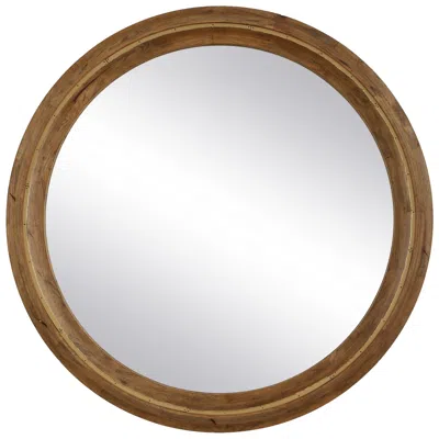 Uttermost Frontier 44 1/2" Round Wood Wall Mirror In Brown