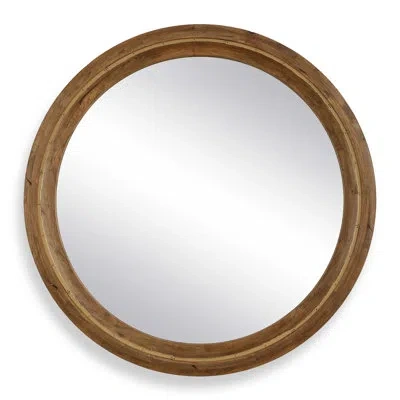 Uttermost Frontier Round Wood Mirror In Brown