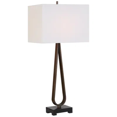 Uttermost Galloway 30 3/4" Bronze Metal W/black Marble Table Lamp In Brown
