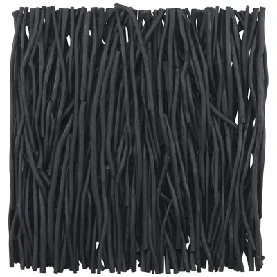 Uttermost Gathered Black Teak 24" Square Wall Art