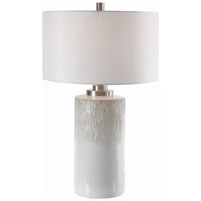 Uttermost Georgios 28 1/2" Aged White Ceramic Cylindrical Table Lamp