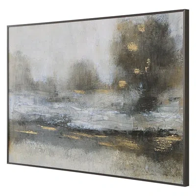 Uttermost Gilt Misty Landscape Framed Print In Black;gold
