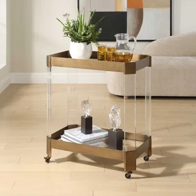 Uttermost Giselle Bronze Bar Cart In Clear
