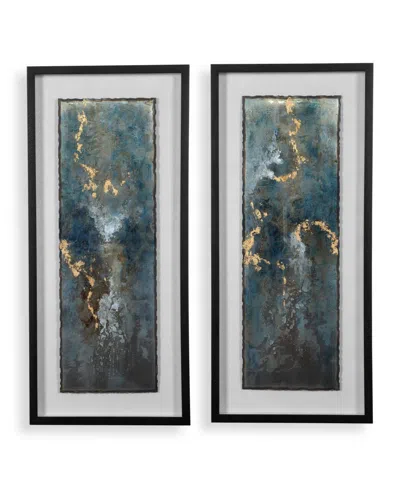 Uttermost Glimmering Agate Framed Prints, Set Of 2 In Blue