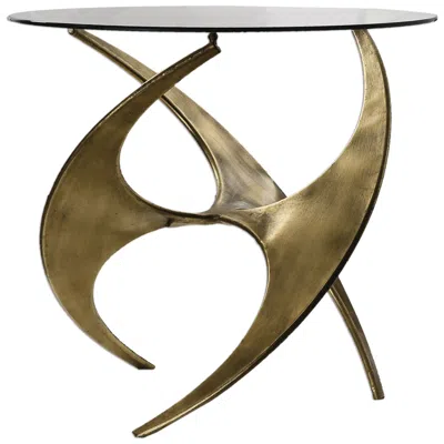 Uttermost Graciano 28" Wide Gold And Round Glass Modern Accent Table