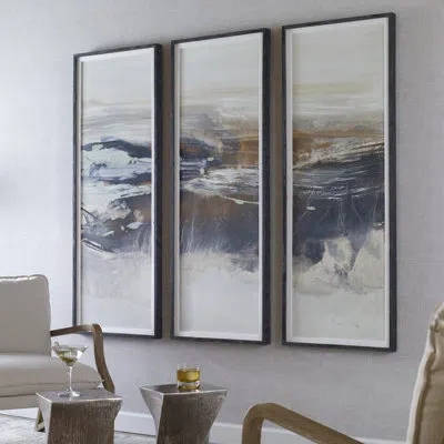 Uttermost Graphite Horizon Framed Prints, Set/3 In Black;brown;ivory